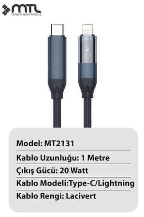 Type-C to Lightning Hızlı Şarj ve Data Kablosu - 20W PD Örgülü MT-A2131