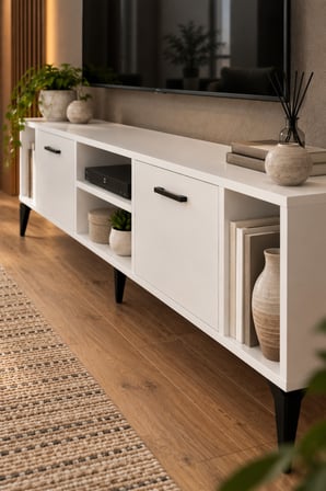 SuloraHome Suntalam TV Unit with Doors and Shelves 160x35 cm