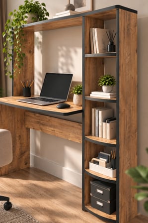 SuloraHome Kitaplıklı Çalışma Masası Kahverengi