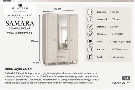 SAMARA 3 KAPAKLI DOLAP