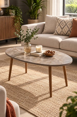 SuloraHome Torna Ayaklı Elips Orta Sehpa Çok Renkli