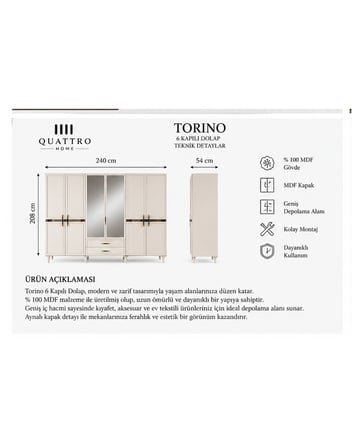 TORINO 6 KAPAKLI DOLAP