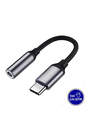 Type-C to 3.5mm AUX Adaptör - DAC Çipli, Dayanıklı Örgü Kablo Ses Dönüştürücü