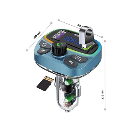 Araç İçin Bluetooth FM Modülatör Transmitter Çakmaklık - MT9877