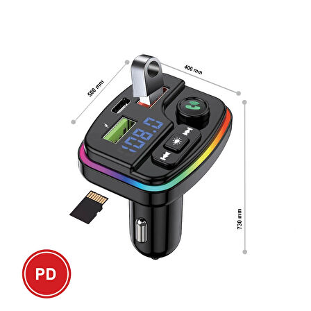 Araç İçin Bluetooth FM Modülatör Transmitter Çakmaklık - MT9878