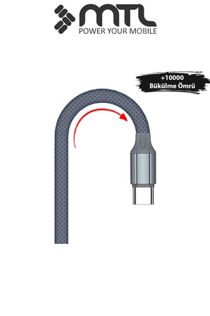 60W PD Type-C to Type-C Silikon Hızlı Şarj ve Data Kablosu 1 Metre Gri MT2114