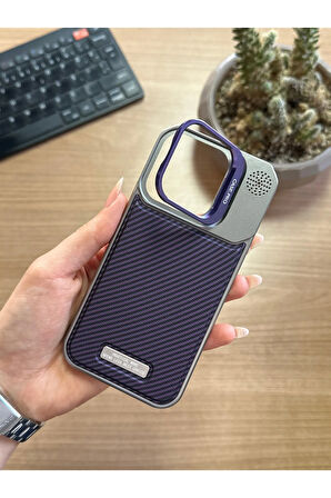 iPhone 14 Pro Standlı karbon Kılıf Soocase624