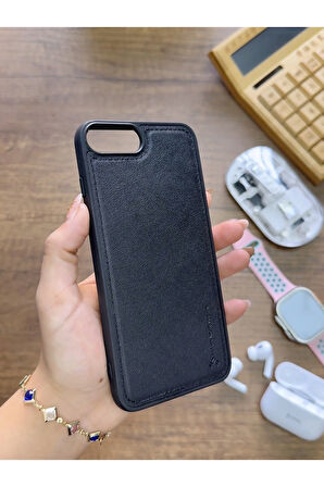 İPhone 7 Plus Uyumlu Premium Deri Dokulu Darbelere Karşı Dayanıklı Nazal Silikon Kılıf