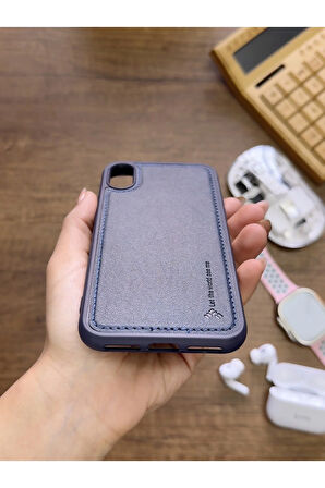 İPhone X Uyumlu Premium Deri Dokulu Darbelere Karşı Dayanıklı Nazal Silikon Kılıf