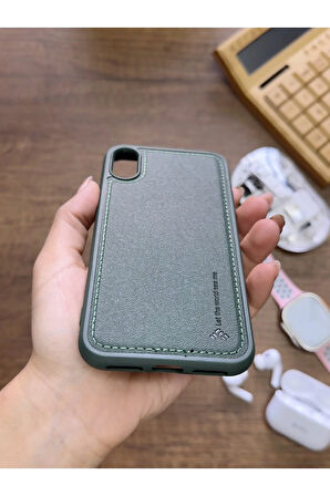İPhone XS Max Uyumlu Premium Deri Dokulu Darbelere Karşı Dayanıklı Nazal Silikon Kılıf