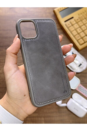 İPhone 11 Pro Uyumlu Premium Deri Dokulu Darbelere Karşı Dayanıklı Nazal Silikon Kılıf