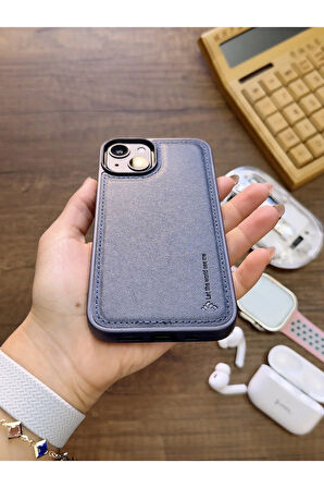 İPhone 13 Uyumlu Premium Deri Dokulu Darbelere Karşı Dayanıklı Nazal Silikon Kılıf