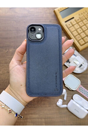 İPhone 13 Uyumlu Premium Deri Dokulu Darbelere Karşı Dayanıklı Nazal Silikon Kılıf