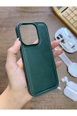 İPhone 13 Pro Uyumlu Premium Deri Dokulu Darbelere Karşı Dayanıklı Nazal Silikon Kılıf