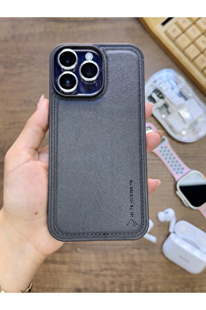 İPhone 13 Pro Max Uyumlu Premium Deri Dokulu Darbelere Karşı Dayanıklı Nazal Silikon Kılıf