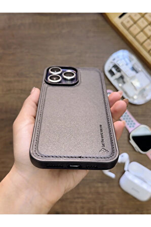 İPhone 14 Pro Max Uyumlu Premium Deri Dokulu Darbelere Karşı Dayanıklı Nazal Silikon Kılıf