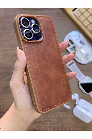 İPhone 14 Pro Max Uyumlu Premium Deri Dokulu Darbelere Karşı Dayanıklı Nazal Silikon Kılıf