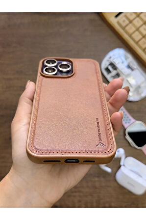 İPhone 14 Pro Max Uyumlu Premium Deri Dokulu Darbelere Karşı Dayanıklı Nazal Silikon Kılıf