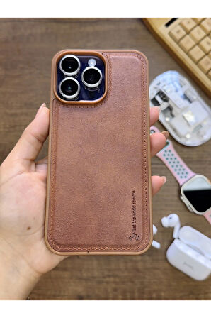 İPhone 14 Pro Max Uyumlu Premium Deri Dokulu Darbelere Karşı Dayanıklı Nazal Silikon Kılıf