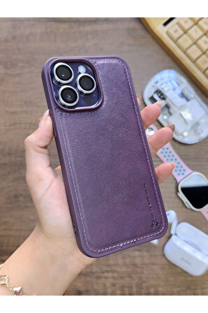 İPhone 14 Pro Max Uyumlu Premium Deri Dokulu Darbelere Karşı Dayanıklı Nazal Silikon Kılıf