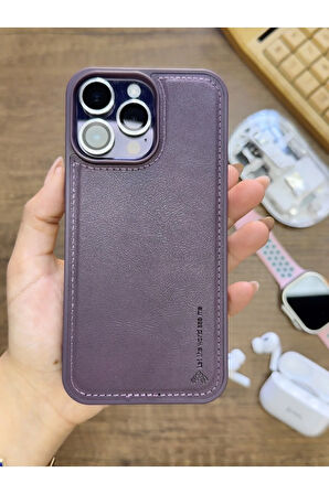 İPhone 14 Pro Max Uyumlu Premium Deri Dokulu Darbelere Karşı Dayanıklı Nazal Silikon Kılıf