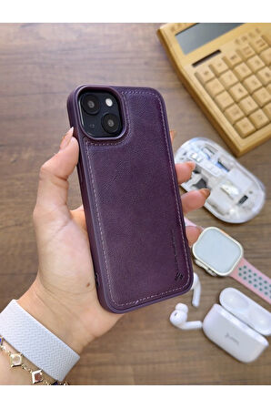İPhone 14 Uyumlu Premium Deri Dokulu Darbelere Karşı Dayanıklı Nazal Silikon Kılıf