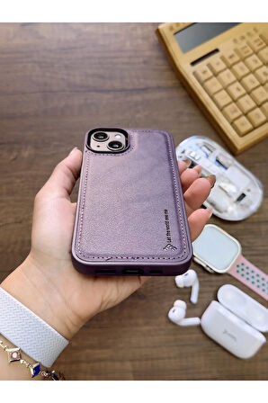 İPhone 14 Uyumlu Premium Deri Dokulu Darbelere Karşı Dayanıklı Nazal Silikon Kılıf
