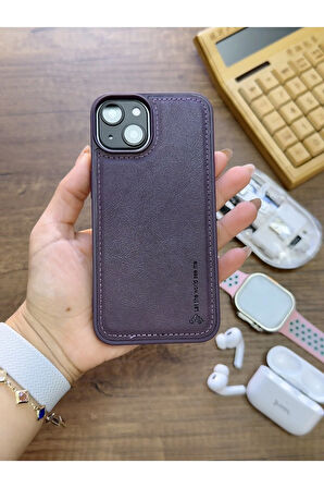 İPhone 14 Uyumlu Premium Deri Dokulu Darbelere Karşı Dayanıklı Nazal Silikon Kılıf