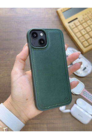 İPhone 14 Uyumlu Premium Deri Dokulu Darbelere Karşı Dayanıklı Nazal Silikon Kılıf