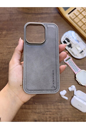 İPhone 15 Pro Uyumlu Premium Deri Dokulu Darbelere Karşı Dayanıklı Nazal Silikon Kılıf