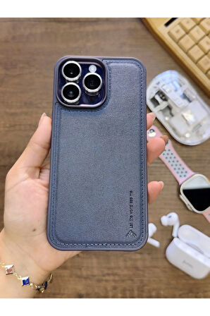 İPhone 16 Pro Max Uyumlu Premium Deri Dokulu Darbelere Karşı Dayanıklı Nazal Silikon Kılıf