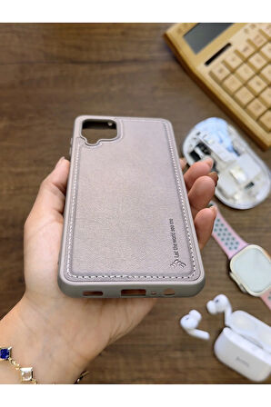 Samsung Galaxy A12 Uyumlu Premium Deri Dokulu Darbelere Karşı Dayanıklı Nazal Silikon Kılıf