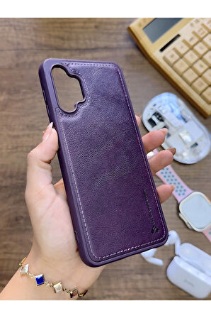 Samsung Galaxy A13 4G Uyumlu Premium Deri Dokulu Darbelere Karşı Dayanıklı Nazal Silikon Kılıf