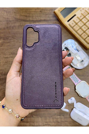 Samsung Galaxy A13 4G Uyumlu Premium Deri Dokulu Darbelere Karşı Dayanıklı Nazal Silikon Kılıf