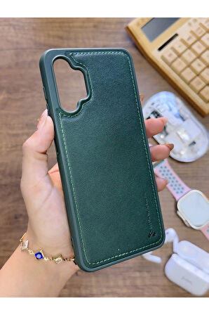 Samsung Galaxy A13 4G Uyumlu Premium Deri Dokulu Darbelere Karşı Dayanıklı Nazal Silikon Kılıf