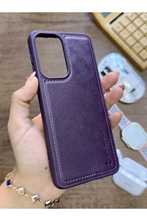 Samsung Galaxy A33 Uyumlu Premium Deri Dokulu Darbelere Karşı Dayanıklı Nazal Silikon Kılıf