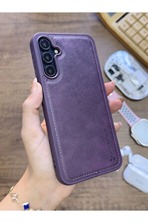 Samsung Galaxy A35 Uyumlu Premium Deri Dokulu Darbelere Karşı Dayanıklı Nazal Silikon Kılıf