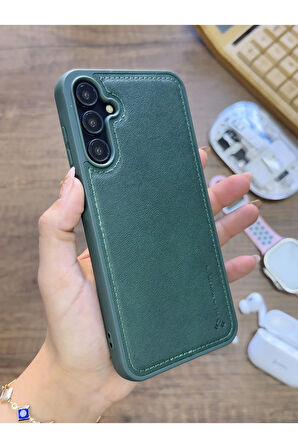 Samsung Galaxy A35 Uyumlu Premium Deri Dokulu Darbelere Karşı Dayanıklı Nazal Silikon Kılıf