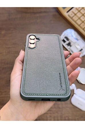 Samsung Galaxy A35 Uyumlu Premium Deri Dokulu Darbelere Karşı Dayanıklı Nazal Silikon Kılıf