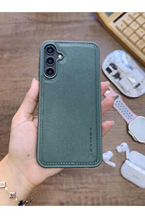 Samsung Galaxy A35 Uyumlu Premium Deri Dokulu Darbelere Karşı Dayanıklı Nazal Silikon Kılıf