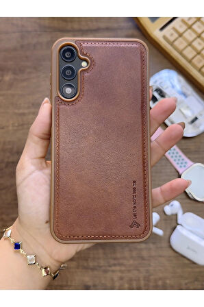 Samsung Galaxy S24 Uyumlu Premium Deri Dokulu Darbelere Karşı Dayanıklı Nazal Silikon Kılıf