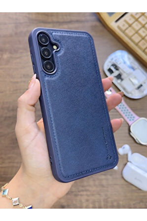 Samsung Galaxy S24 Uyumlu Premium Deri Dokulu Darbelere Karşı Dayanıklı Nazal Silikon Kılıf