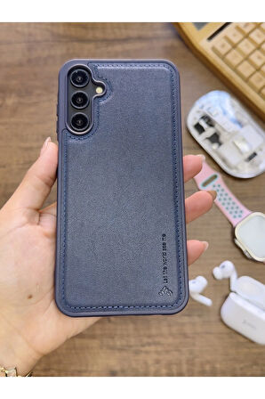 Samsung Galaxy S24 Uyumlu Premium Deri Dokulu Darbelere Karşı Dayanıklı Nazal Silikon Kılıf