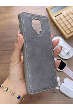 Redmi Note 9S Uyumlu Premium Deri Dokulu Darbelere Karşı Dayanıklı Nazal Silikon Kılıf