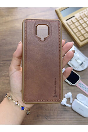 Redmi Note 9S Uyumlu Premium Deri Dokulu Darbelere Karşı Dayanıklı Nazal Silikon Kılıf