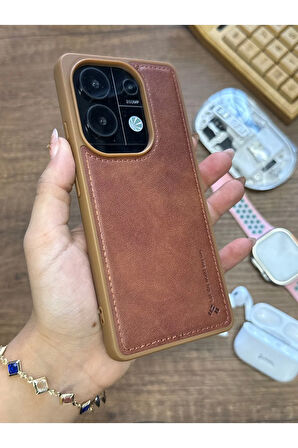 Redmi Note 13 Pro 4G Uyumlu Premium Deri Dokulu Darbelere Karşı Dayanıklı Nazal Silikon Kılıf