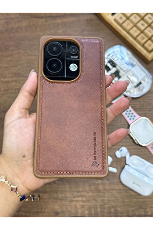 Redmi Note 13 Pro 4G Uyumlu Premium Deri Dokulu Darbelere Karşı Dayanıklı Nazal Silikon Kılıf