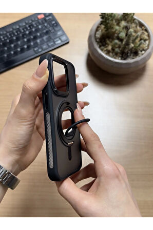 iPhone 15 Pro Standlı Ve Yüzüklü MagSafe Kılıf Soocase721