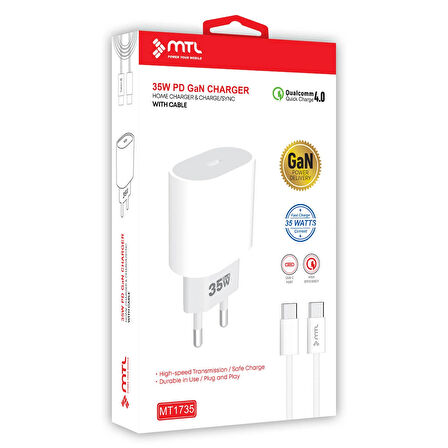 35W GAN QC 4.0 PD TYPE-C TO TYPE-C EV ŞARJ CİHAZI MT1735