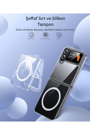 Samsung Z Flip 4 Şeffaf Magsafe Kılıf MTL SAFE